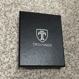 Men’s Travando Black Card Holder Wallet w/ Money Clip - Leather Silver Logo NWT